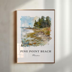 Pine Point Beach Maine Art, Scarurban ME Print, Saco Bay Aquarell Kunst, Scarurban Geschenk, Reiseposter, Housewarming Geschenk