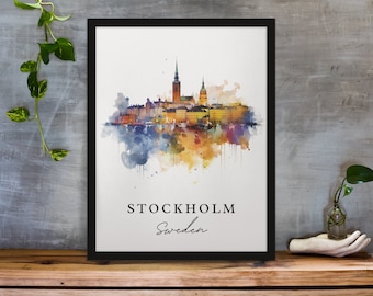 Stockholm Sweden Poster – Watercolor Cityscape Art Print