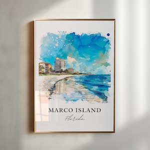 Marco Island Wall Art, Marco Island Print, Marco Island Watercolor, Naples Florida Gift, Travel Poster, Housewarming Gift