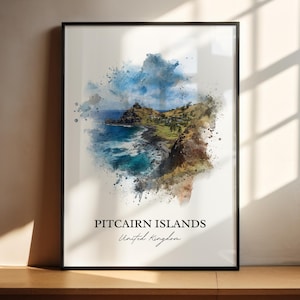 Pitcairn Islands Art, Pitcairn Print, Pitcairn Islands Artwork, Pitcairn Islands Gift, UK Travel Prints, Travel Poster, Housewarming Gift