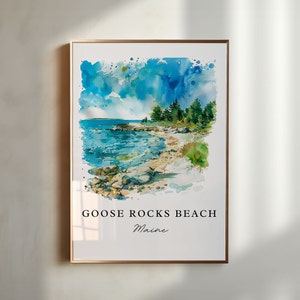 Goose Rocks Beach Art, Kennebunkport-print, Maine Wall Art, Kennebunkport-cadeau, reisprint, reisposter, reiscadeau, housewarmingcadeau afbeelding 1
