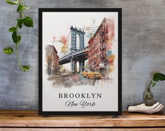 Brooklyn Bridge Watercolor Art Print – NYC Travel Poster