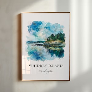 Whidbey Island Art, Whidbey WA Print, Puget Sound Watercolor Art, Whidbey Island WA Gift, Travel Poster, Housewarming Gift