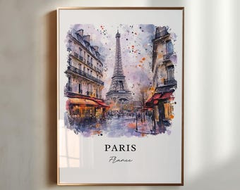 Eiffel Tower Paris Wall Art, Paris France Print, France Watercolor Art, Paris FR Gift, Travel Print, Travel Poster, Housewarming Gift