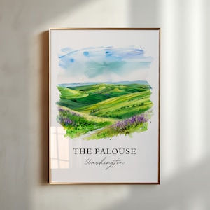 Arte mural de Palouse Washington, impresión de Palouse WA, acuarela de Palouse, regalo de la región de Palouse, póster de viaje, regalo de inauguración de la casa