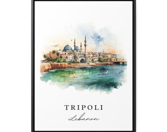 Tripoli Syria Travel Poster - Watercolor Cityscape Art Print