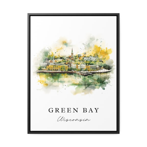 Green Bay traditional travel art - Wisconsin, Green Bay poster print, Wedding gift, Birthday present, Custom Text, Perfect Gift