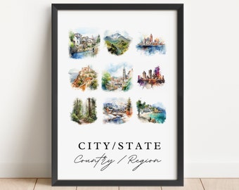 Custom Location Travel Art - Pick Any Location in the World, Perfect Birthday, Holiday, Wedding Gift, Available in multiple formats + sizes