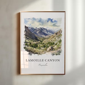 Lamoille Canyon väggkonst, Ruby Dome-tryck, Elko NV akvarellkonst, Lamoille Canyon NV present, resetryck, reseaffisch, inflyttningspresent