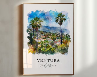 Ventura California Wall Art, Ventura CA Print, Ventura Watercolor, San Buenaventura Gift, Travel Print, Travel Poster, Housewarming Gift