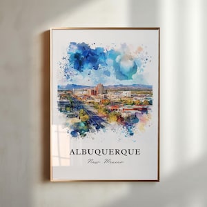 Albuquerque Wall Art, Albuquerque NM Print, Albuquerque Watercolor Art, Albuquerque Gift, Travel Print, Travel Poster, Housewarming Gift