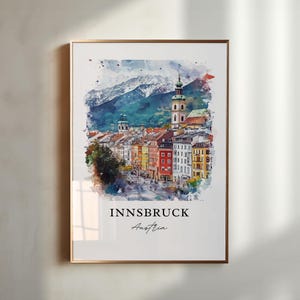 **Innsbruck Wand Kunst, **Innsbruck Österreich Druck**, **Innsbruck Aquarell Kunst**,**