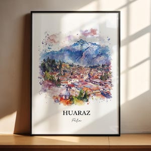 Huaraz Peru Wall Art, Callejón de Huaylas Print, Peru Watercolor Art, Huaraz Peru Gift, Travel Print, Travel Poster, Housewarming Gift