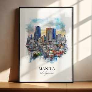 Manila Wall Art, Manila Print, Philippines Watercolor Art, Manila Philippines Gift, Travel Print, Travel Poster, Housewarming Gift