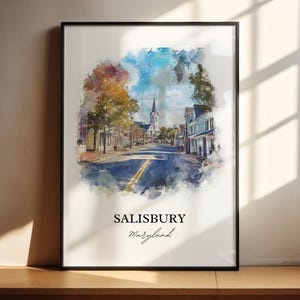 Salisbury MD Wall Art, Wicomico County Print, Maryland Watercolor, Salisbury Maryland Gift, Travel Print, Travel Poster, Housewarming Gift