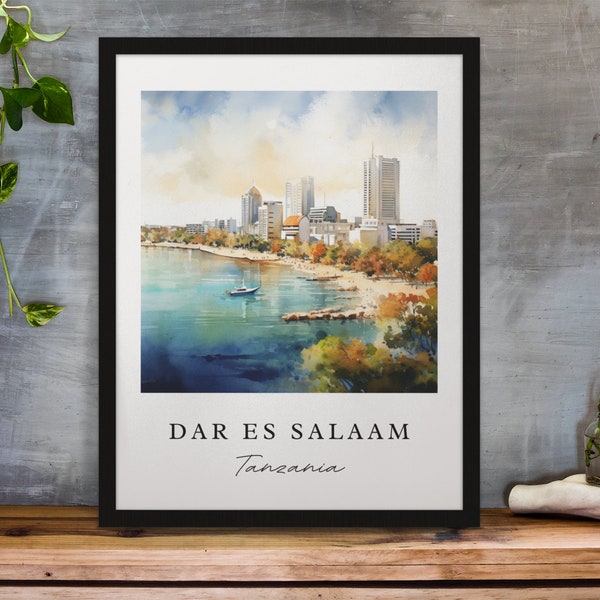 Dar es Salaam traditional travel art - Tanzania, Dar es Salaam poster, Wedding gift, Birthday present, Custom Text, Personalised Gift