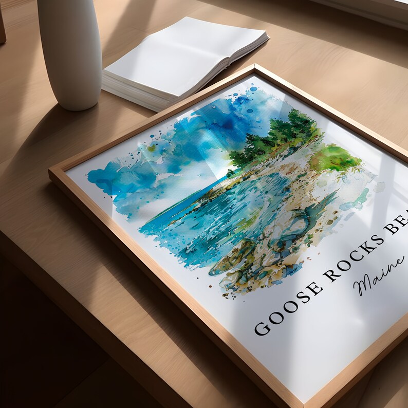 Goose Rocks Beach Art, Kennebunkport-print, Maine Wall Art, Kennebunkport-cadeau, reisprint, reisposter, reiscadeau, housewarmingcadeau afbeelding 3