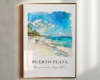 Puerto Plata Wall Art, Puerto Plata DR Print, Puerto Plata Watercolor, Puerto Plata Gift, Travel Poster, Housewarming Gift