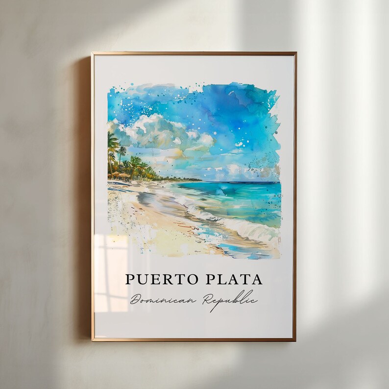 Puerto Plata Wall Art, Puerto Plata DR Print, Puerto Plata Watercolor, Puerto Plata Gift, Travel Poster, Housewarming Gift image 1