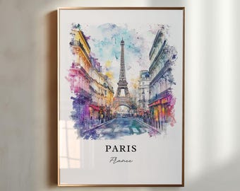Paris Watercolor Art, Paris France Print, Eiffel Tower Watercolor Art, Paris France Gift, Travel Print, Travel Poster, Housewarming Gift