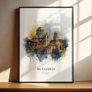 Bulgaria Wall Art, Bulgaria Print, Bulgaria Watercolor Art, Bulgaria Country Gift, Travel Print, Travel Poster, Housewarming Gift