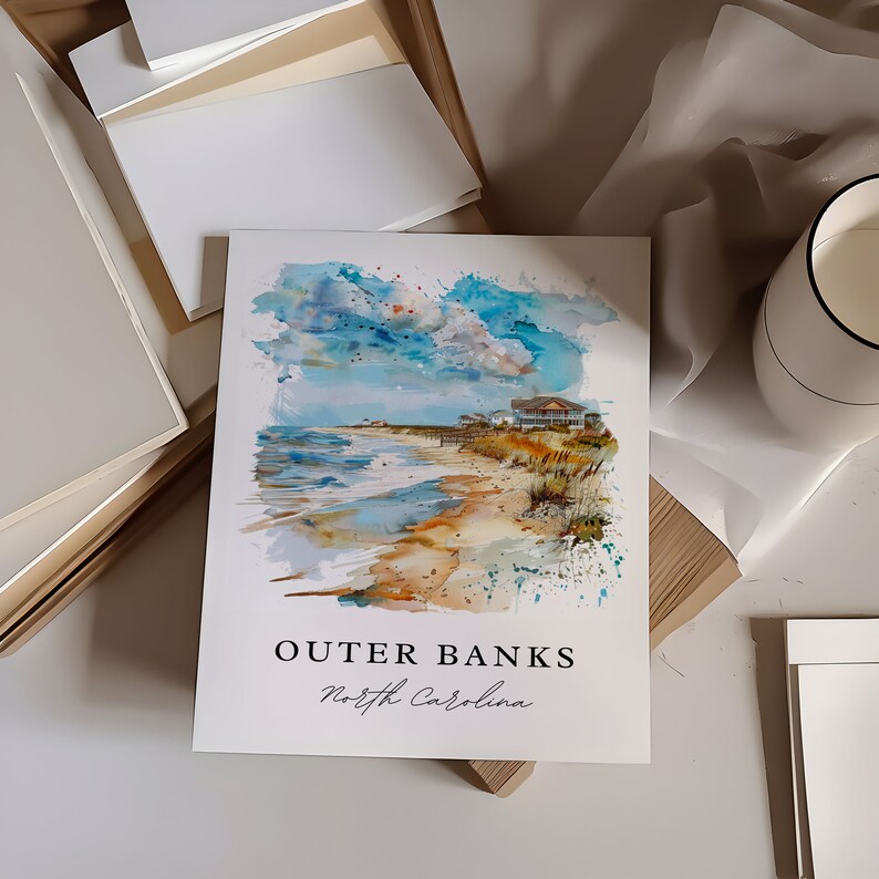 Outer Banks PNG Kunst, Outer Banks Druck, North Carolina Wandkunst, Outer Banks Geschenk, Reiseplakat, Einweihungsgeschenk Bild 2