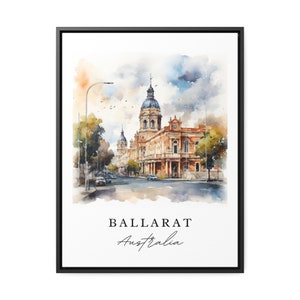 Ballarat traditionelle Reisekunst - Australien, Ballarat Plakat, Hochzeitsgeschenk, Geburtstagsgeschenk, individueller Text, personalisiertes Geschenk