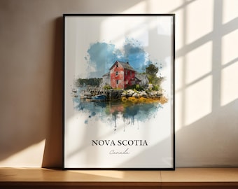 Nova Scotia Wall Art, Nova Scotia Print, Nova Scotia Watercolor Art, Canada Gift, Canada Travel Print, Travel Poster, Housewarming Gift