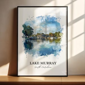 Lake Murray Wall Art, Chapin SC Print, South Carolina Watercolor Art, Lake Murray SC Gift, Travel Print, Travel Poster, Housewarming Gift