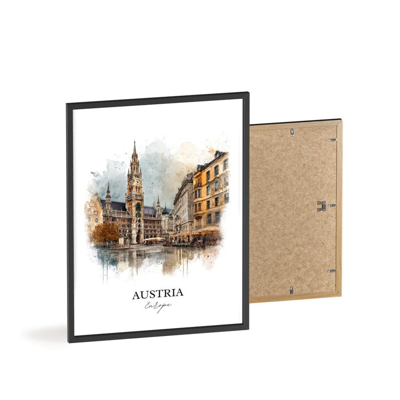 Austria Wall Art, Austria Print, Austria Watercolor Art, Austria Gift, Travel Print, Travel Poster, Housewarming Gift image 8