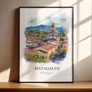 Matagalpa Wall Art, Nicaragua City Print, Nicaragua Watercolor Art, Matagalpa Gift, Travel Print, Travel Poster, Housewarming Gift