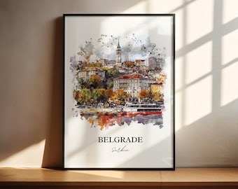 Belgrade Wall Art, Belgrade Print, Serbia Watercolor Art, Belgrade Serbia Gift, Travel Print, Travel Poster, Housewarming Gift