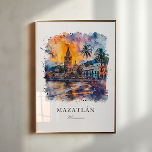 Mazatlan Mexico Wall Art, Mazatlan Print, Mazatlan Watercolor, Mazatlan Mexico Gift, Travel Poster, Housewarming Gift