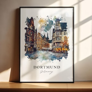 Dortmund Wall Art, Dortmund Germany Print, Dortmund Watercolor Art, Dortmund Germany Gift, Travel Poster, Housewarming Gift
