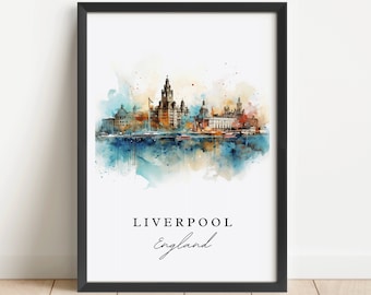 Muurkunst Liverpool Engeland - Engeland, poster Liverpool, Liverpool huwelijkscadeau, cadeau Liverpool VK, aangepaste tekst, gepersonaliseerd cadeau
