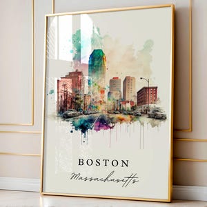 Boston MA wall art - Mass, Boston poster, Boston Wedding gift, Boston Skyline Birthday present, Custom Text, Personalized Gift