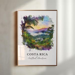 Costa Rica Wall Art, Costa Rica Country Print, Costa Rica Watercolor, Central America Gift, Travel Print, Travel Poster, Housewarming Gift