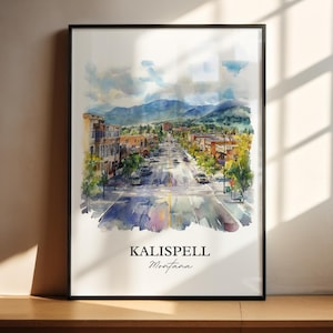 Kalispell MT Wall Art, Glacier National Park Print, Montana Artwork, Kalispell Montana Gift, Travel Print, Travel Poster, Housewarming Gift