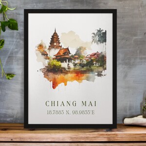 Chiang Mai Thailand Art Print – Travel Poster, Custom City image 2
