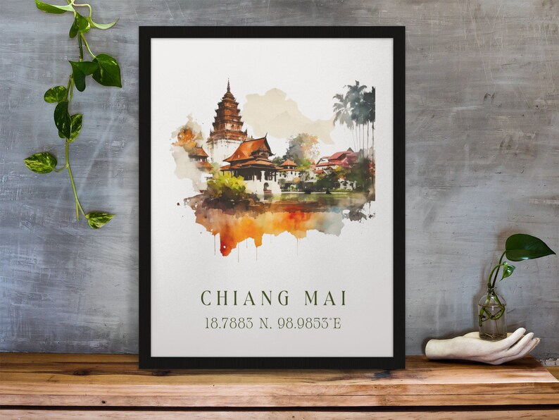 Chiang Mai Thailand Art Print – Travel Poster, Custom City image 2