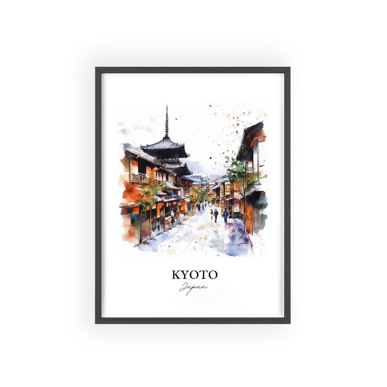 Kyoto Wall Art, Kyoto Print, Japan Watercolor Art, Kyoto Japan Gift, Travel Print, Travel Poster, Housewarming Gift image 7