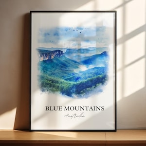 Blue Mountains Art, New South Wales Print, Australia Artwork, Blue Mountains Australia Gift, Travel Print, Travel Poster, Housewarming Gift