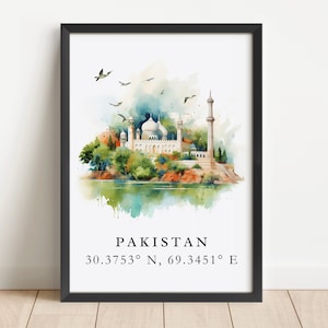 Arte mural de Pakistán: póster de Pakistán, regalo de boda de Pakistán, regalo de cumpleaños, texto personalizado, regalo personalizado