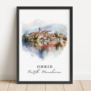 Ohrid North Macedonia wall art - North Macedonia, Ohrid poster, Ohrid Wedding gift, Birthday present, Custom Text, Personalized Gift