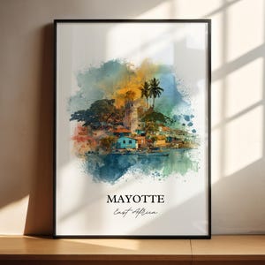 Mayotte Wall Art, Mayotte Print, Mayotte Watercolor Art, East Africa Gift, Travel Print, Travel Poster, Housewarming Gift