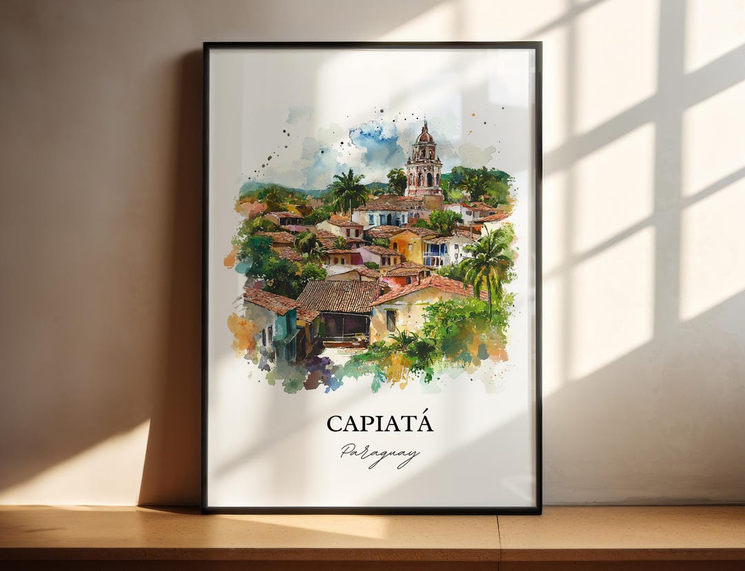 Arte mural de Capiatá, Paraguay, impresión de Capiatá, acuarela
