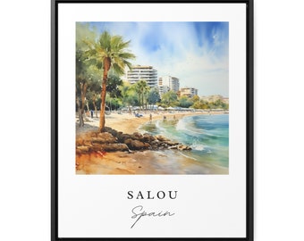 Salou Spain Art Print – Beach Travel Poster, Custom Text Available