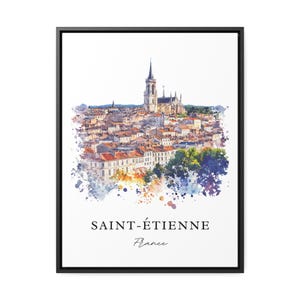 Arte Saint-Etienne, Impressão Saint-Etienne, Aquarela Saint-Etienne, Presente Saint-Etienne França, Pôster de viagem, Presente de inauguração de casa