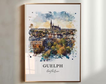 Guelph Ontario Aquarell Kunstdruck, Kanada Reiseplakat