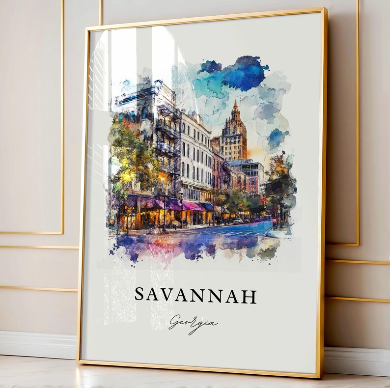 Savannah Georgia Wall Art, Savannah Print, Savannah GA Watercolor Art, Savannah Georgia Gift, Travel Poster, Housewarming Gift image 5
